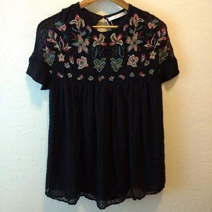 Zara Floral Embroidered Romper Dress